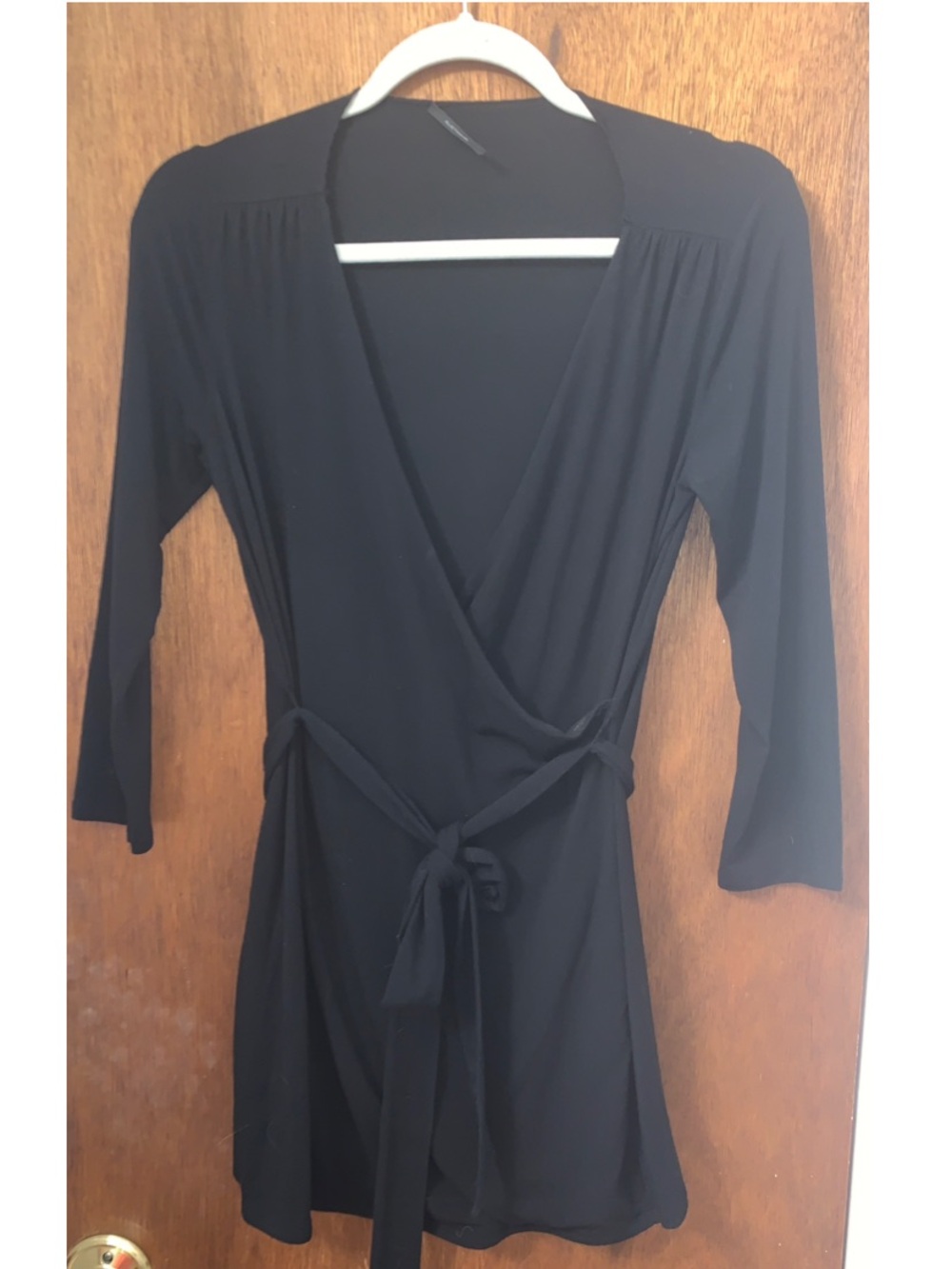 Black Wrap-Style Long Sleeve Tunic